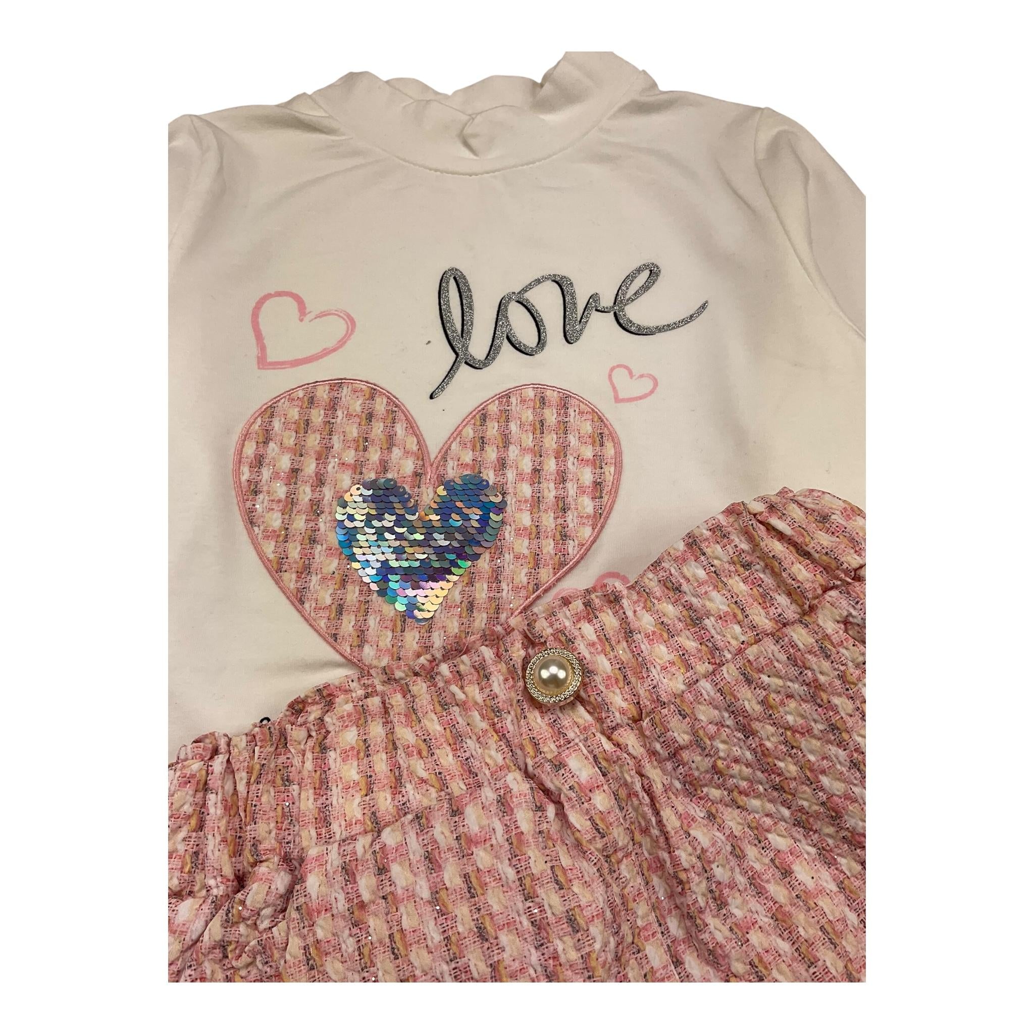 MONO STAR completo 2 pezzi shirt-gonna Bianco/rosa per Bambina M4000 BIANCO/ROSA MONO STAR 