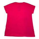 Cecyle T-Shirt Girocollo Tinta Unita Con Fantasia Fuxia Per Bambina