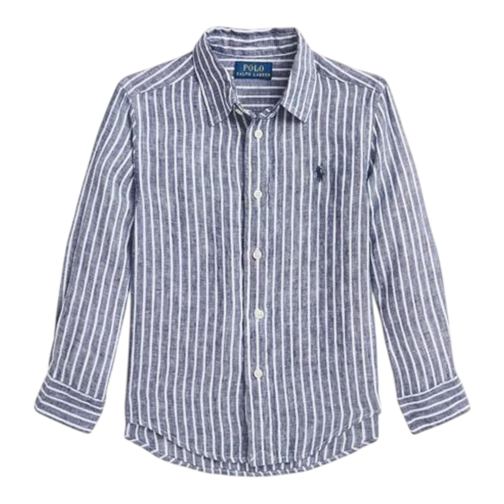 Ralph Lauren Camicia Tinta Unita con Fantasia A Righe per Bambino 323962145001 BLU RALPH LAUREN 