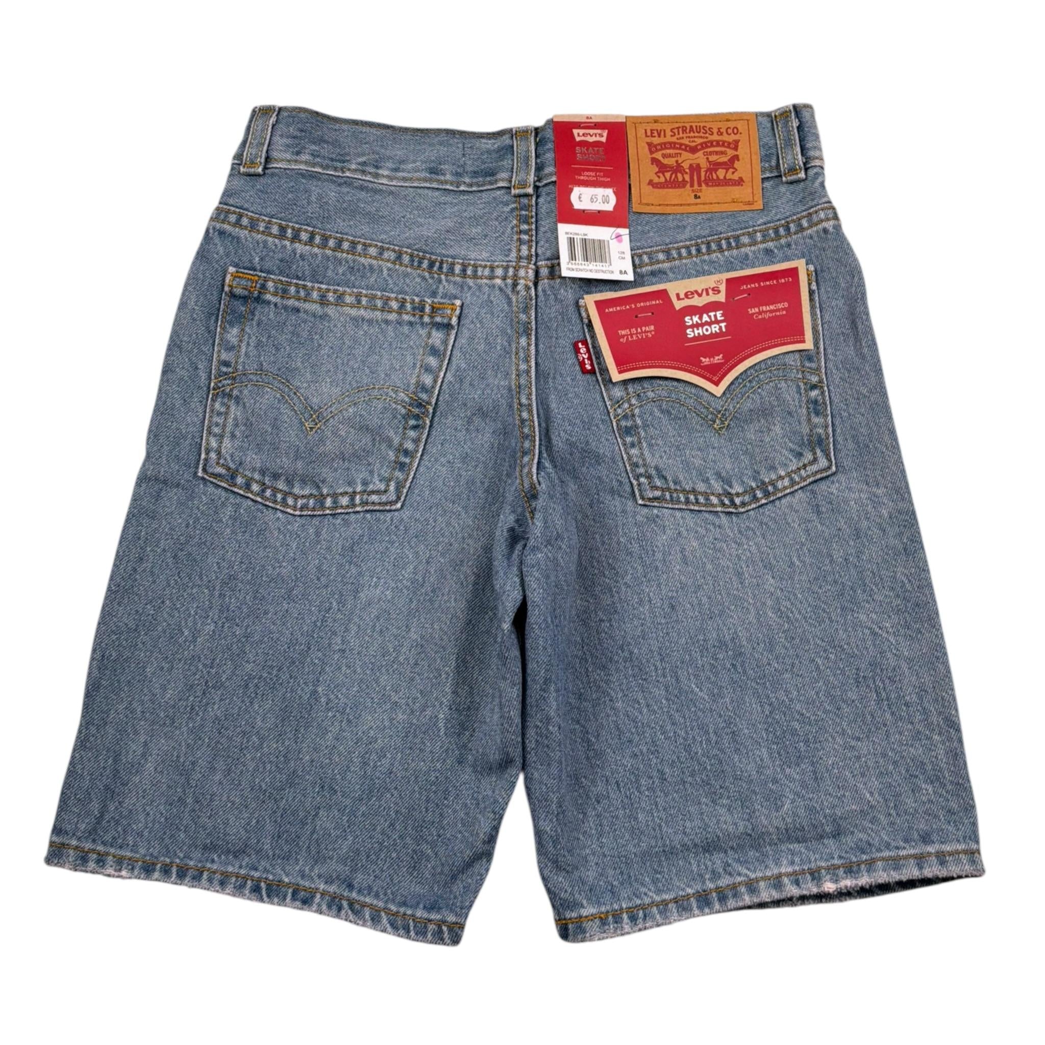 Levi'S Bermuda In Denim Tinta Unita con Girovita Regolabile per Bambino 8EK286 AZZURRO LEVI'S 