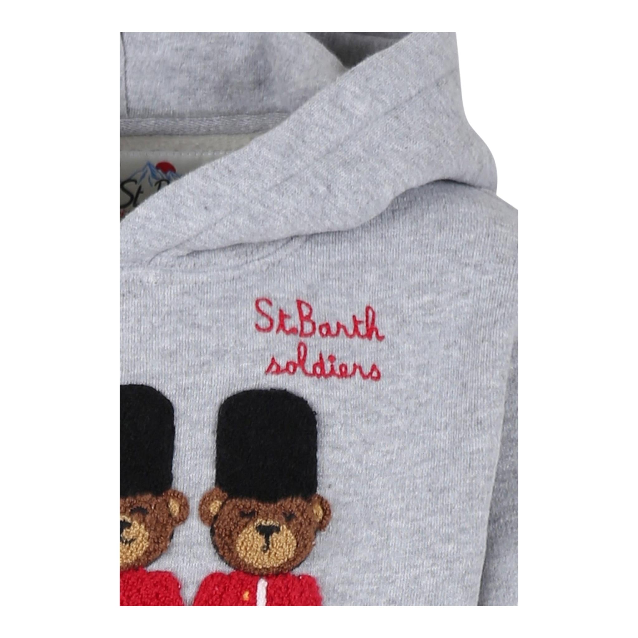 SAINT BARTH felpa tinta unita con cappuccio e stampa Grigio per Bambino OLI000100074G GRIGIO SAINT BARTH 