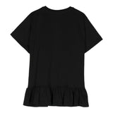 Balmain Abito Mezza Manica Tinta Unita Con Stampa Logo Nero Per Bambina