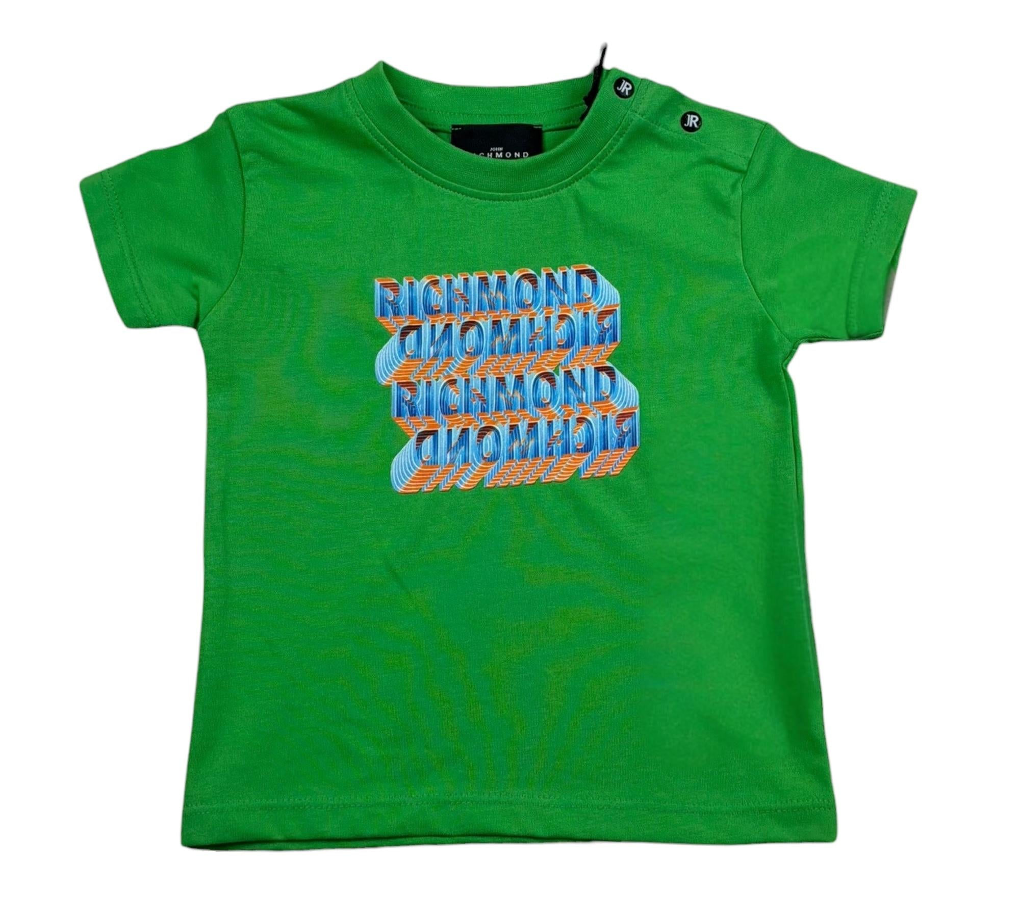 John Richmond T-Shirt Girocollo Tinta Unita con Stampa per Neonato RIP26111TS VERDE JOHN RICHMOND 