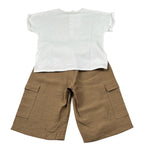 Barcellino Completo 2 Pezzi T-Shirt-Pantalone Bicolore per Bambina 120412 BIANCO/BEIGE BARCELLINO 
