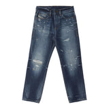 Diesel Jeans Tinta Unita Con Strappi E Girovita Regolabile Blu Per Bambino