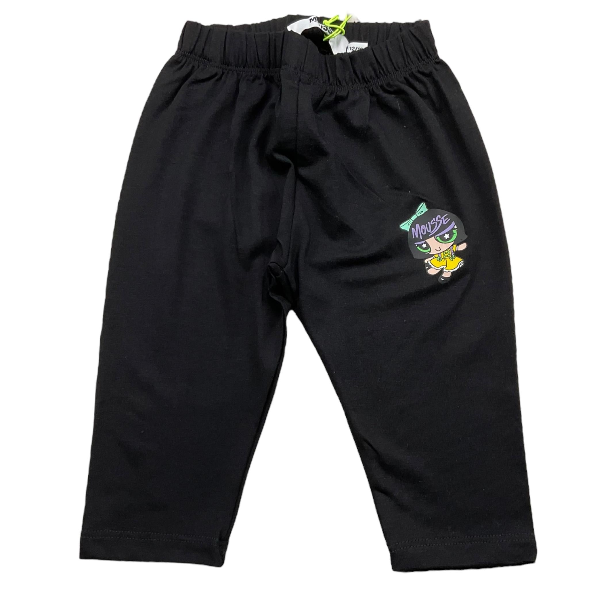 MOUSSE leggins tinta unita con stampa Nero per Neonata SUPERSTARSB NERO MOUSSE 