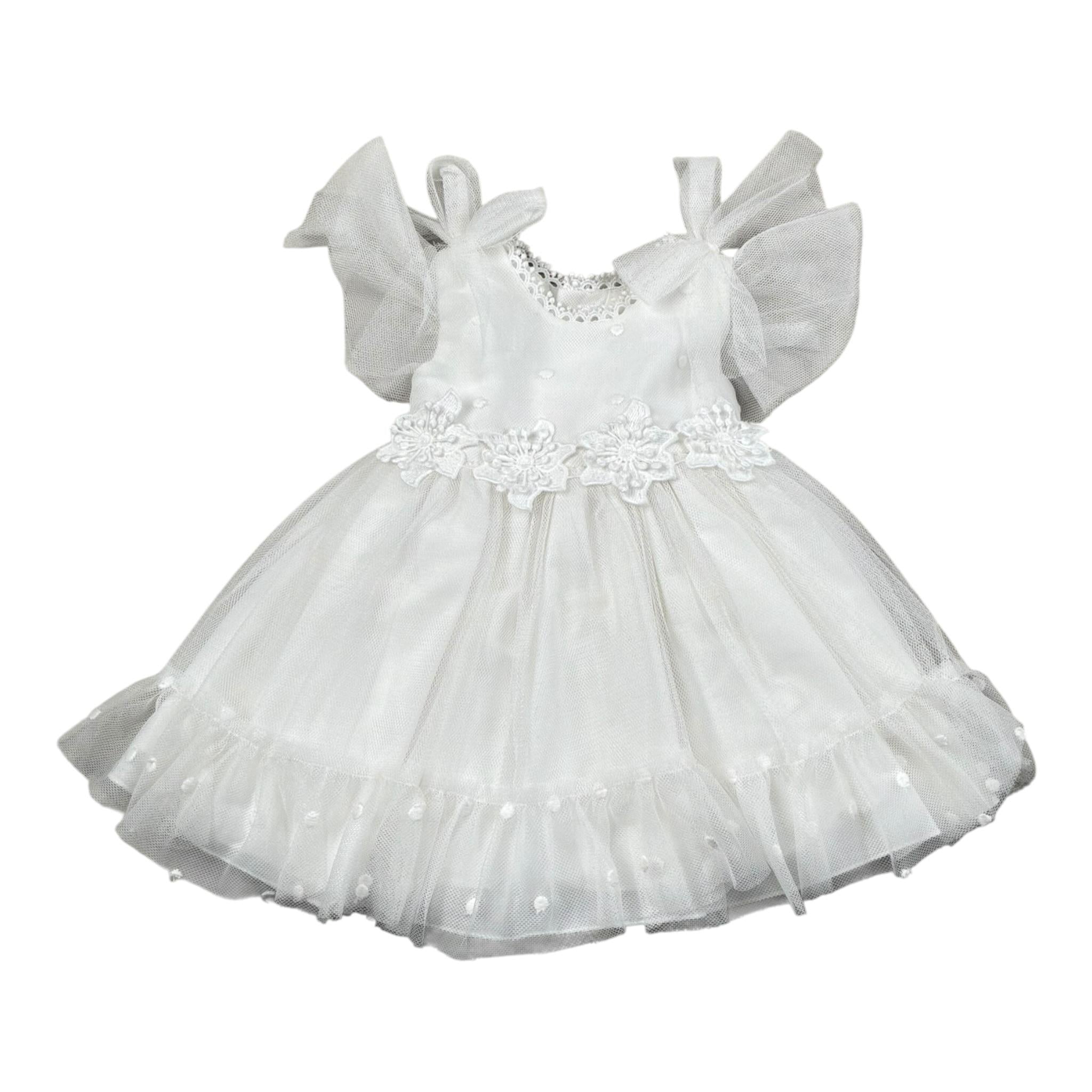 Amaya Abito Giromanica tinta unita con Tulle Bianco per Neonata 591002 BIANCO AMAYA 