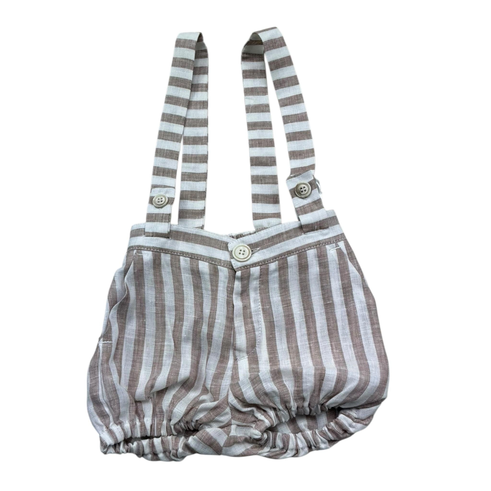 Manuel & Frank Salopette Bicolore con Fantasia A Righe per Neonato MF2409I BIANCO/BEIGE MANUEL & FRANK 