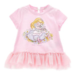 Monnalisa Maxi T-Shirt Girocollo Tinta Unita con Brillantini per Neonata 39E615 ROSA MONNALISA 