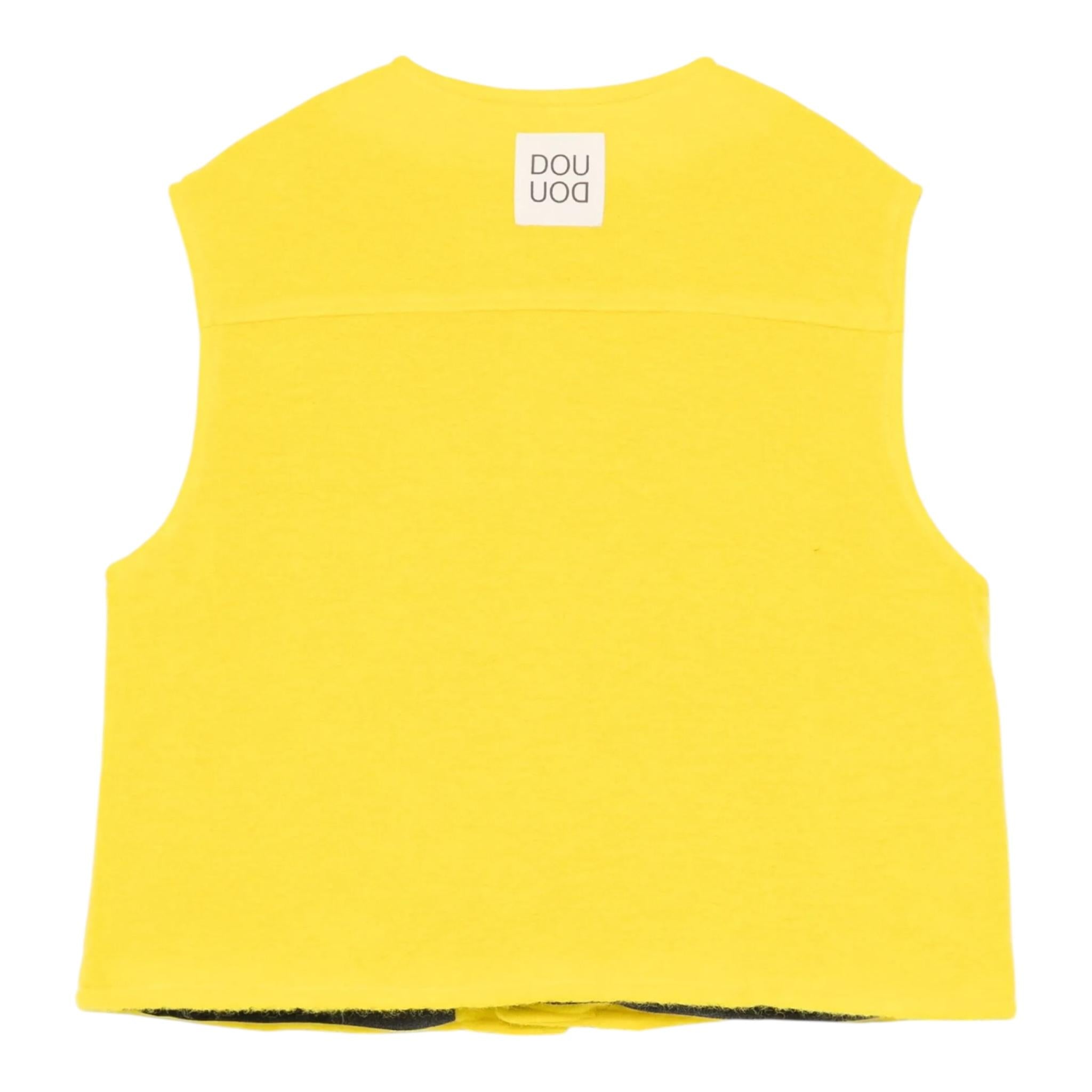 DOU DOU gilet tinta unita con tasconi Giallo per Bambina DV2Q12 GIALLO DOU DOU 