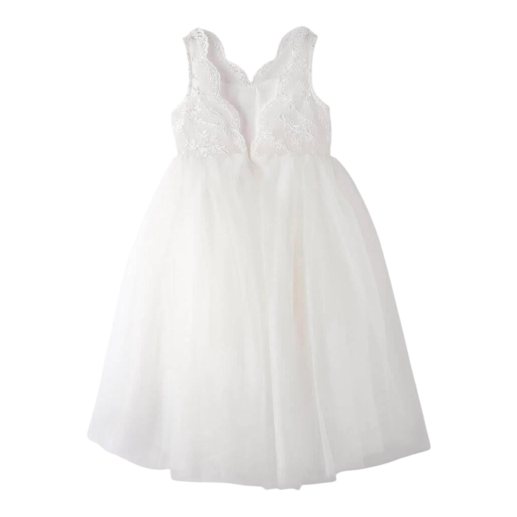 Sarabanda Abito Cerimonia Giromanica con Ricami per Bambina 08461 BIANCO SARABANDA 