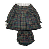 VALENTINA BEBES set abito-coulotte fantasia scozzese e colletto Verde per Neonata MAR86 VERDE VALENTINA BEBES 