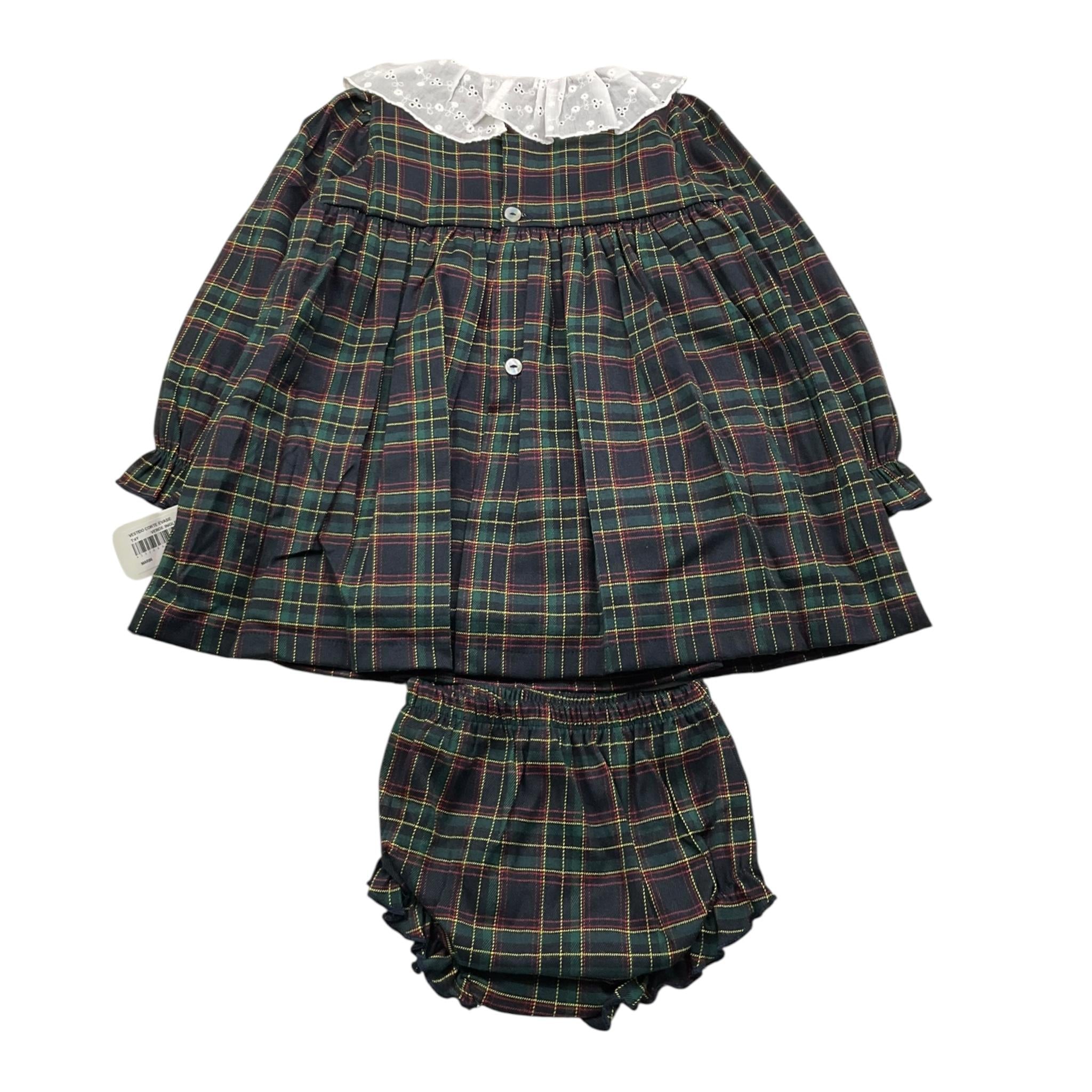 VALENTINA BEBES set abito-coulotte fantasia scozzese e colletto Verde per Neonata MAR86 VERDE VALENTINA BEBES 