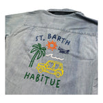 Saint Barth Camicia In Deim Tinta Unita Mezza Manica per Bambino 00862L AZZURRO SAINT BARTH 