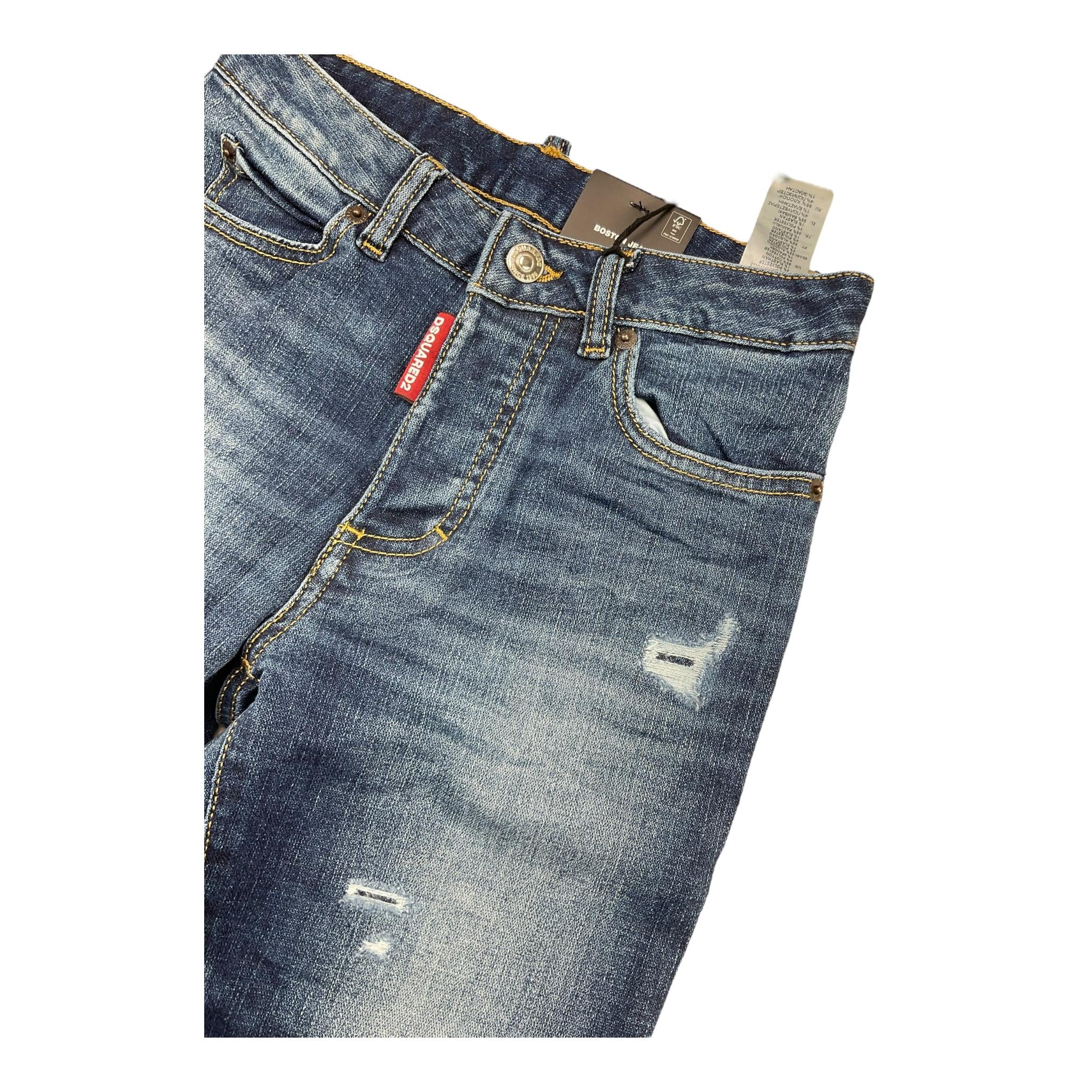 DSQUARED2 jeans tinta unita con strappi Blu per Bambino DQ0501 BLU DSQUARED2 