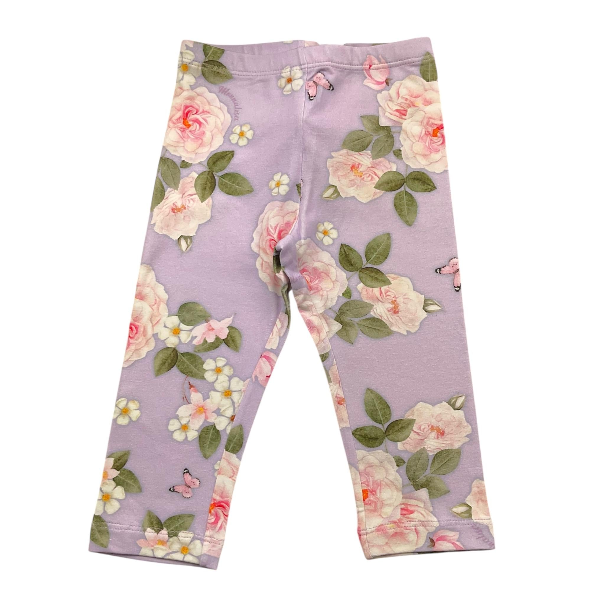 Monnalisa Leggins Tinta Unita con Fantasia per Neonata 11C422 GLICINE MONNALISA 