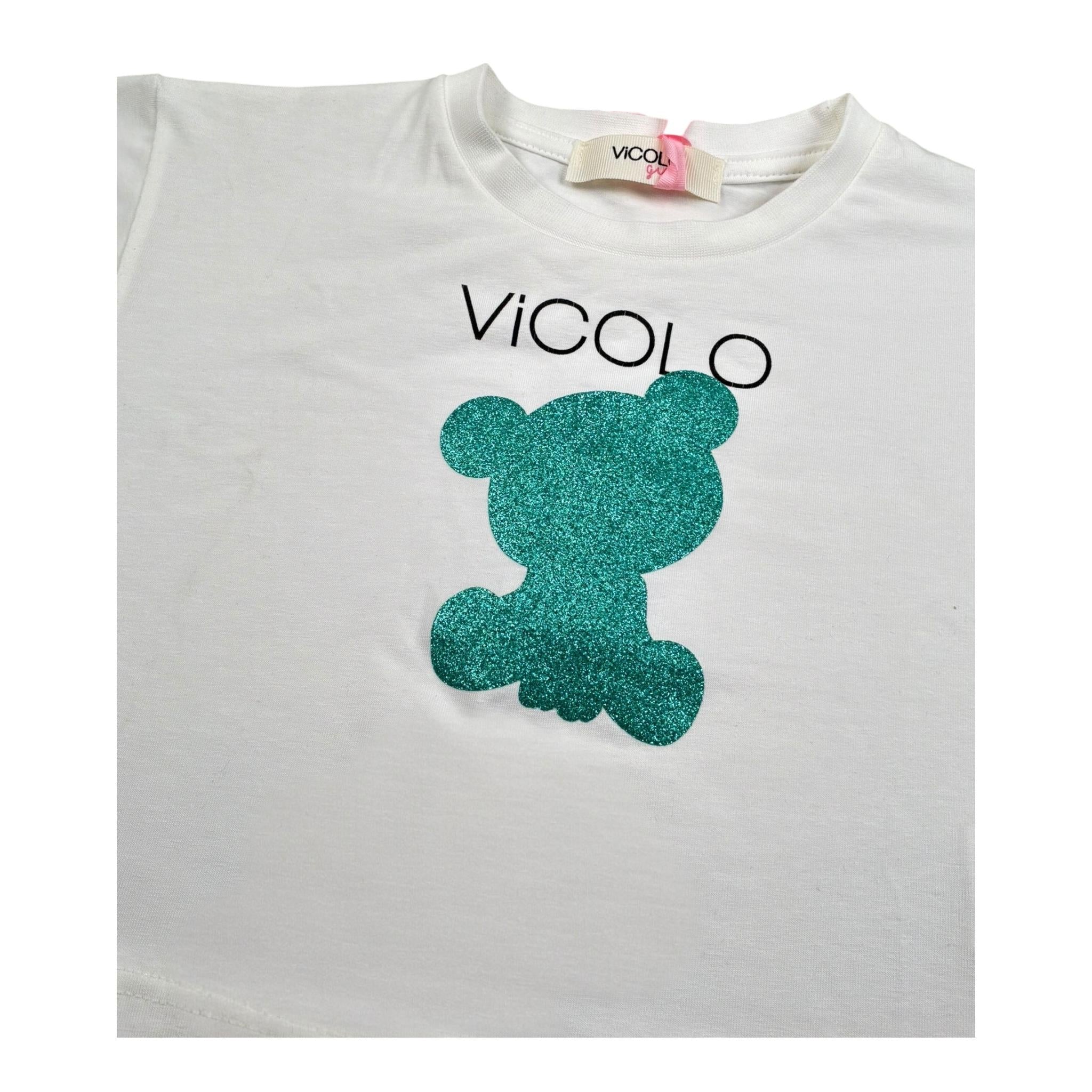 Vicolo T-Shirt Girocollo Tinta Unita con Stampa per Bambina 3146MY00142 BIANCO VICOLO 