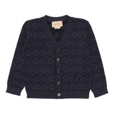 GUCCI cardigan tinta unita scollo a v con loghi Blu per Bambino 785471 BLU GUCCI 