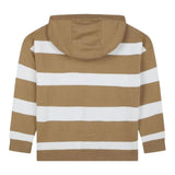 Boss Felpa Bicolore In Maglia Con Fantasia A Righe Zip E Cappuccio Bianco/Beige Per Bambino