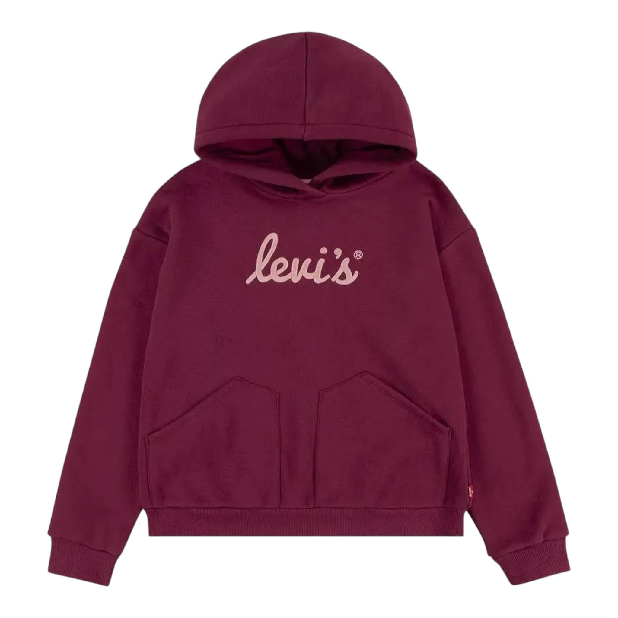 LEVI'S felpa chiusa con cappuccio tinta unita cn logo Bordeaux per Bambina 4EJ170 BRDEAUX LEVI'S 