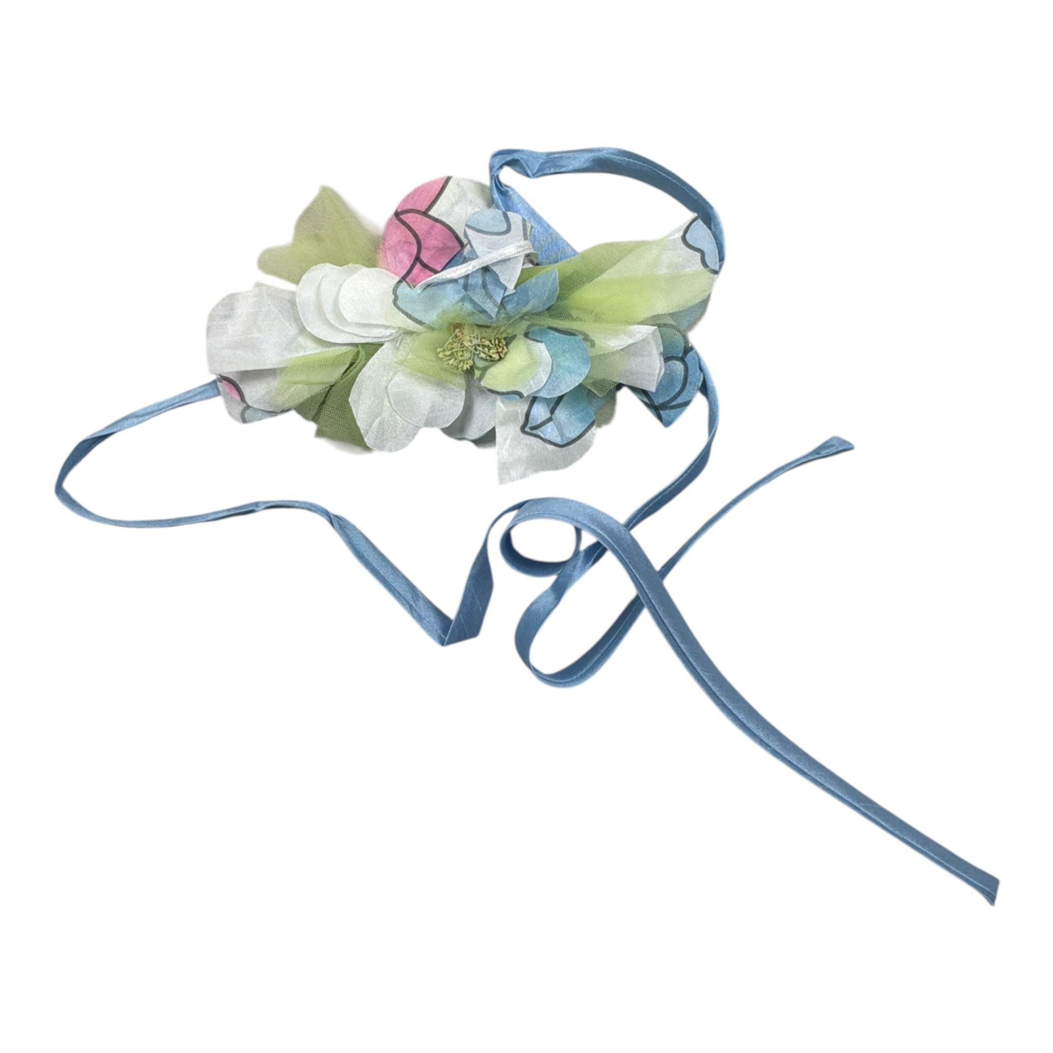 Miss Grant Cintura tinta unita con Fiore Verde per Bambina MG0770 VERDE MISS GRANT 