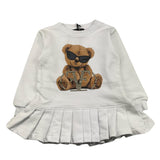 FUN & FUN abito felpa tinta unita manica lunga con orso Bianco per Neonata FNDR00355 BIANCO FUN & FUN 