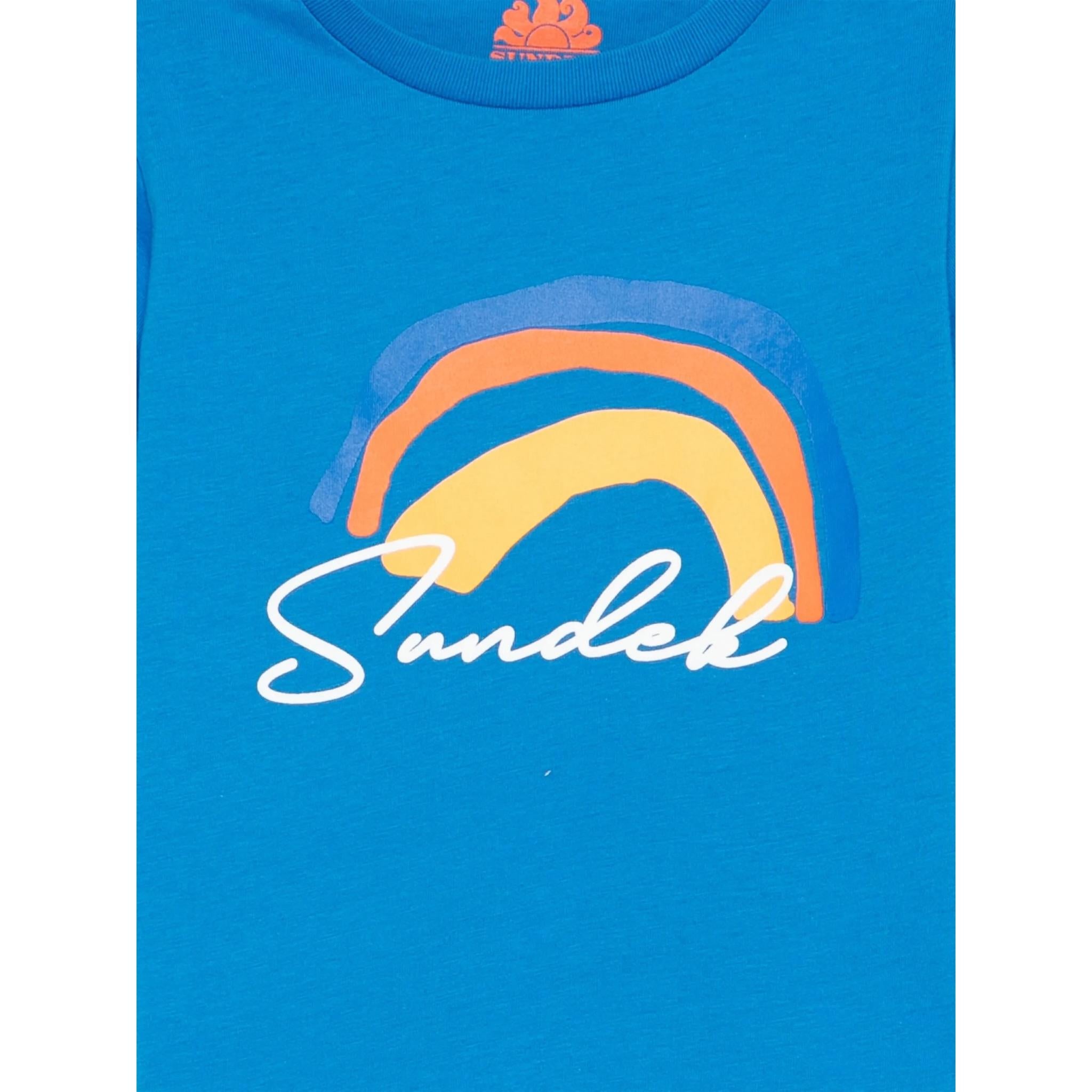 Sundek T-Shirt Girocollo Tinta Unita con Stamp per Bambino B153TEJS00 BLU SUNDEK 