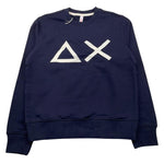 SUN68 felpa chiusa girocollo tinta unita con logo Blu per Bambino F44324 BLU SUN68 