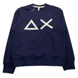 SUN68 felpa chiusa girocollo tinta unita con logo Blu per Bambino F44324 BLU SUN68 