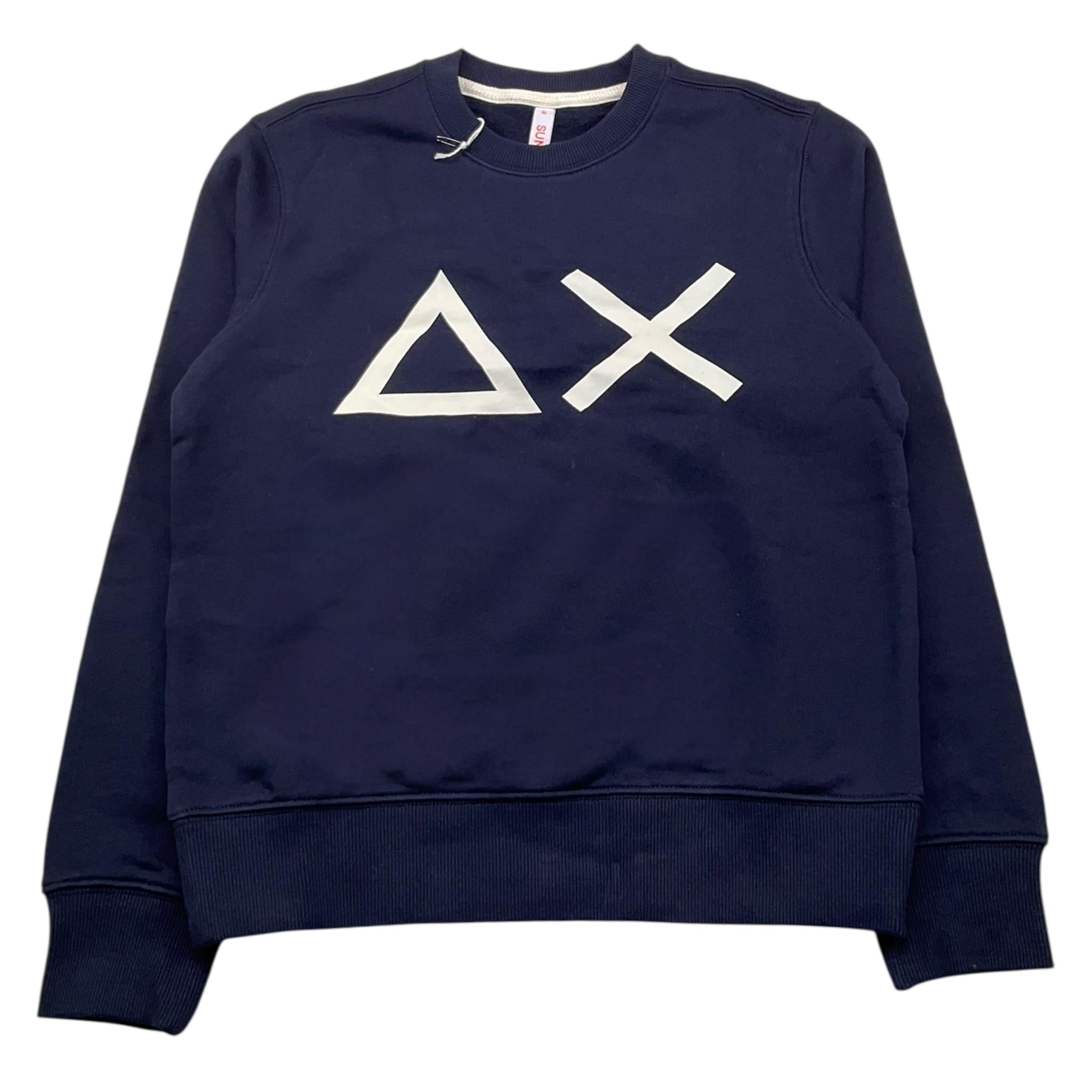 SUN68 felpa chiusa girocollo tinta unita con logo Blu per Bambino F44324 BLU SUN68 