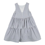 Mimisol Abito Giromanica Fantasia A Righe Bianco/Blu Per Bambina