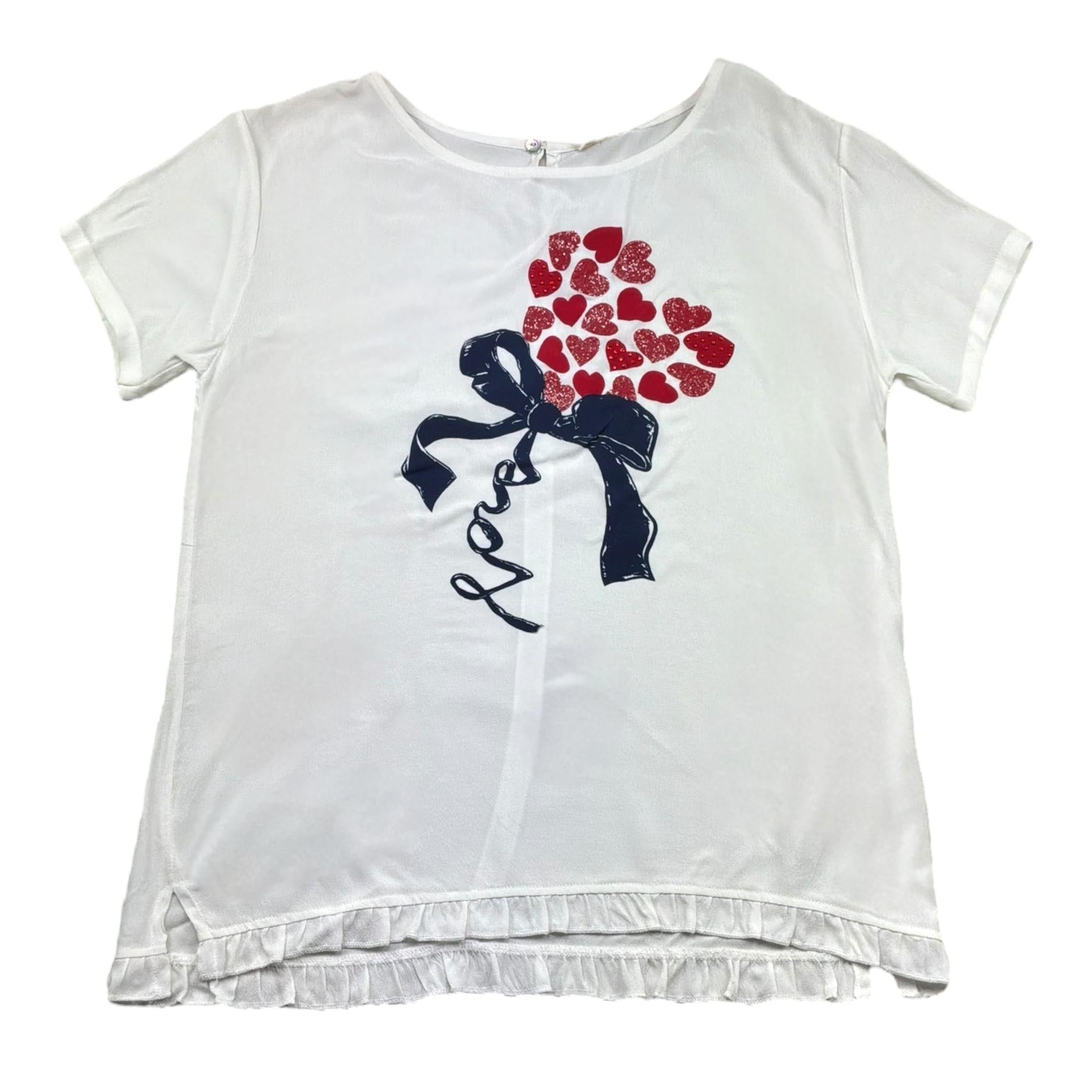 Monnalisa Camicia Mezza Manica Tinta Unita con Stampe per Bambina 711618PB PANNA MONNALISA 