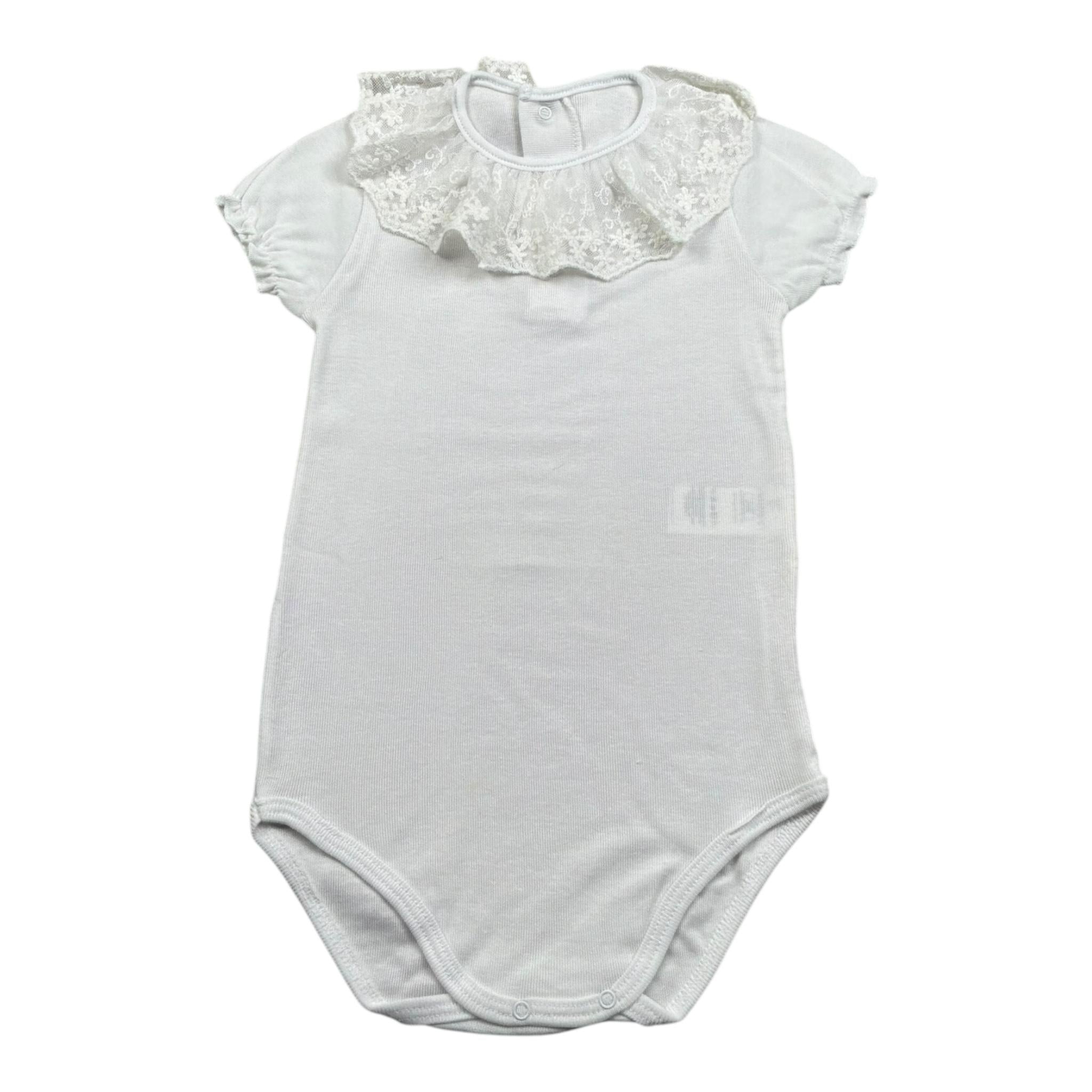 Calamaro Body Mezza Manica Tinta Unita con Colletto per Neonata 19109 BIANCO CALAMARO 