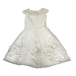 Le Bellissime di Loredana Abito Cerimonia con Applicazioni Fiori Tinta Unita per Bambina P0201207 BIANCO LE BELLISSIME DI LOREDANA 
