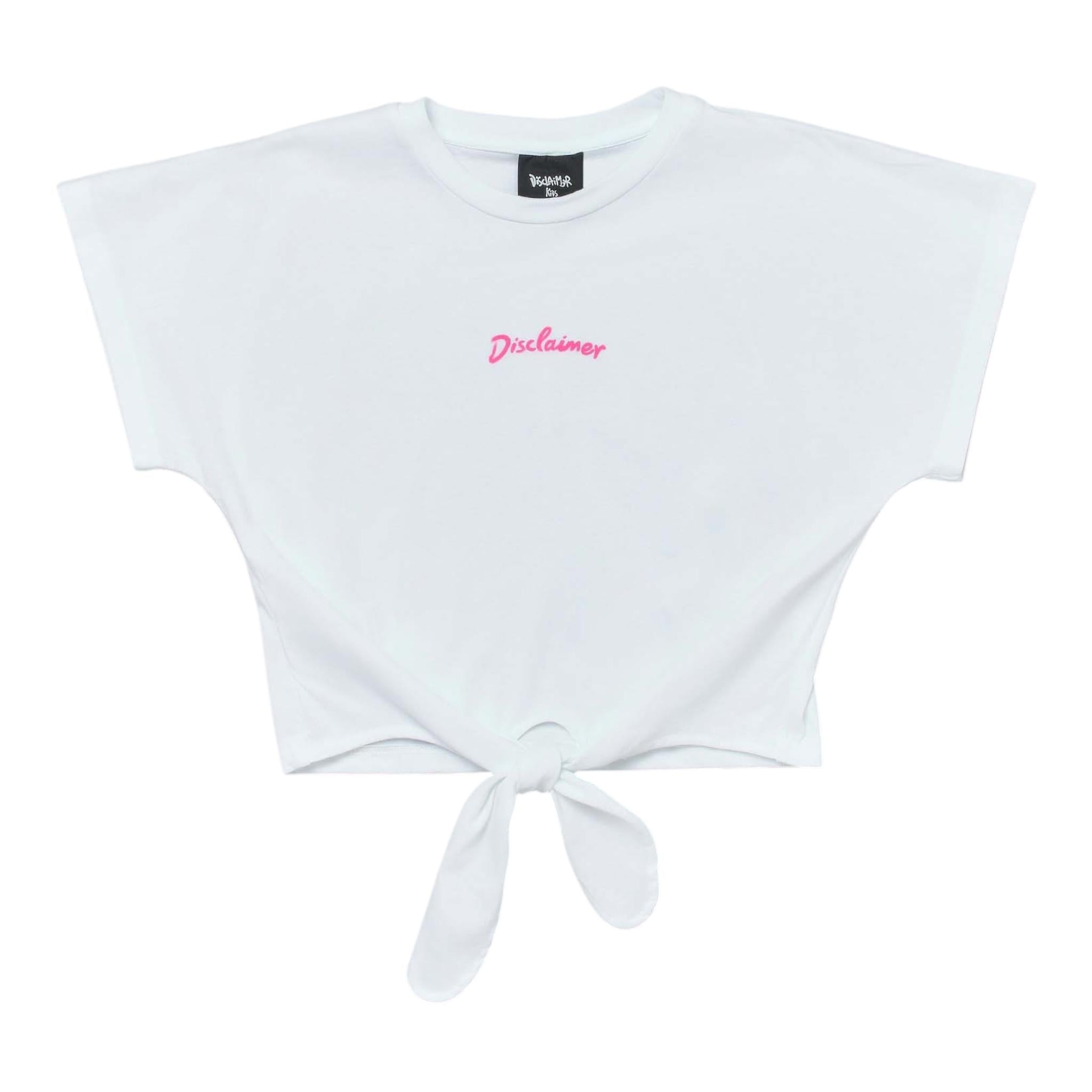 Disclaimer T-Shirt Girocollo Tinta Unita con Logo per Bambina 25EDK58513 BIANCO DISCLAIMER 