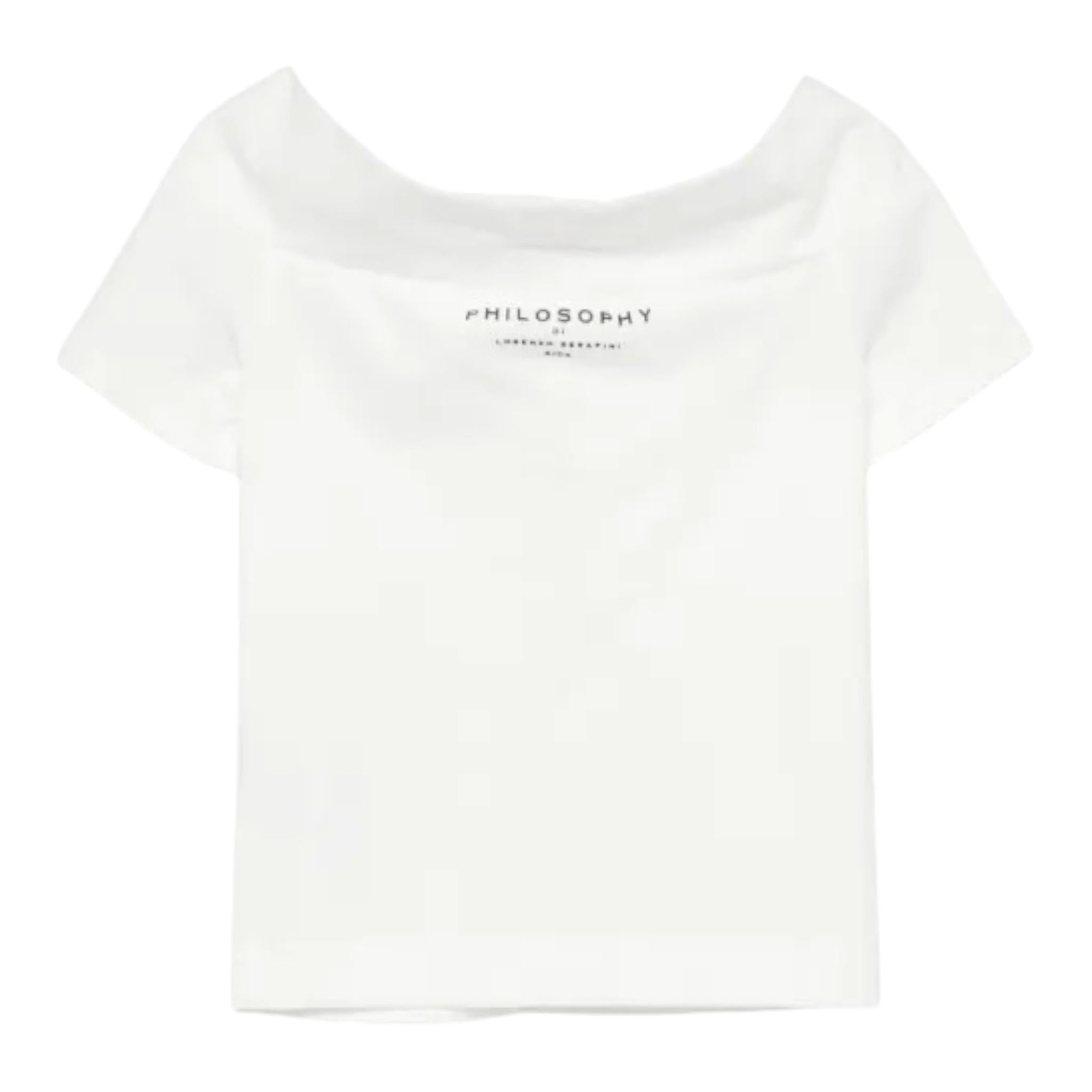 Philosophy T-Shirt Tinta Unita con Scollo A Barca per Bambina I1E618 BIANCO PHILOSOPHY 