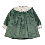 BABIDU abito tinta unita in velluto con fiocco Verde per Neonata 91661 VERDE BABIDU 