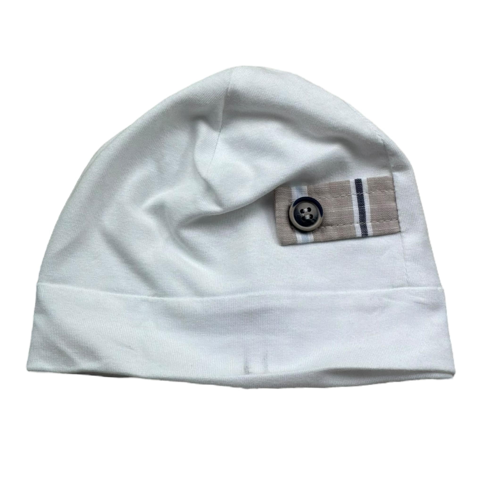 I Delfi Cappello Tinta Unita con Bottone per Neonato 25P5314 BIANCO I DELFI 