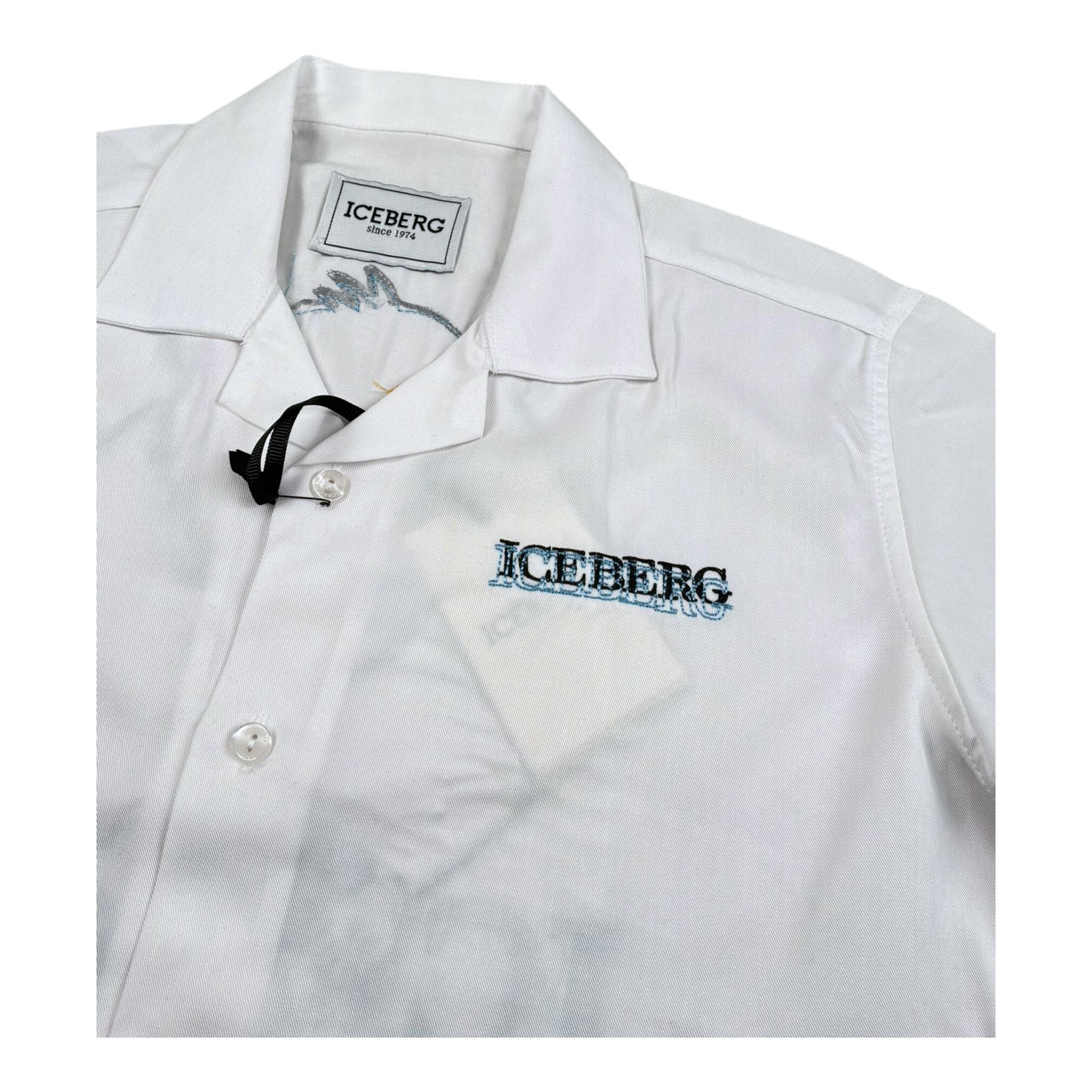 Iceberg Camicia Mezza Manica Tinta Unita con Stampa per Bambino CMICE5104JX BIANCO ICEBERG 