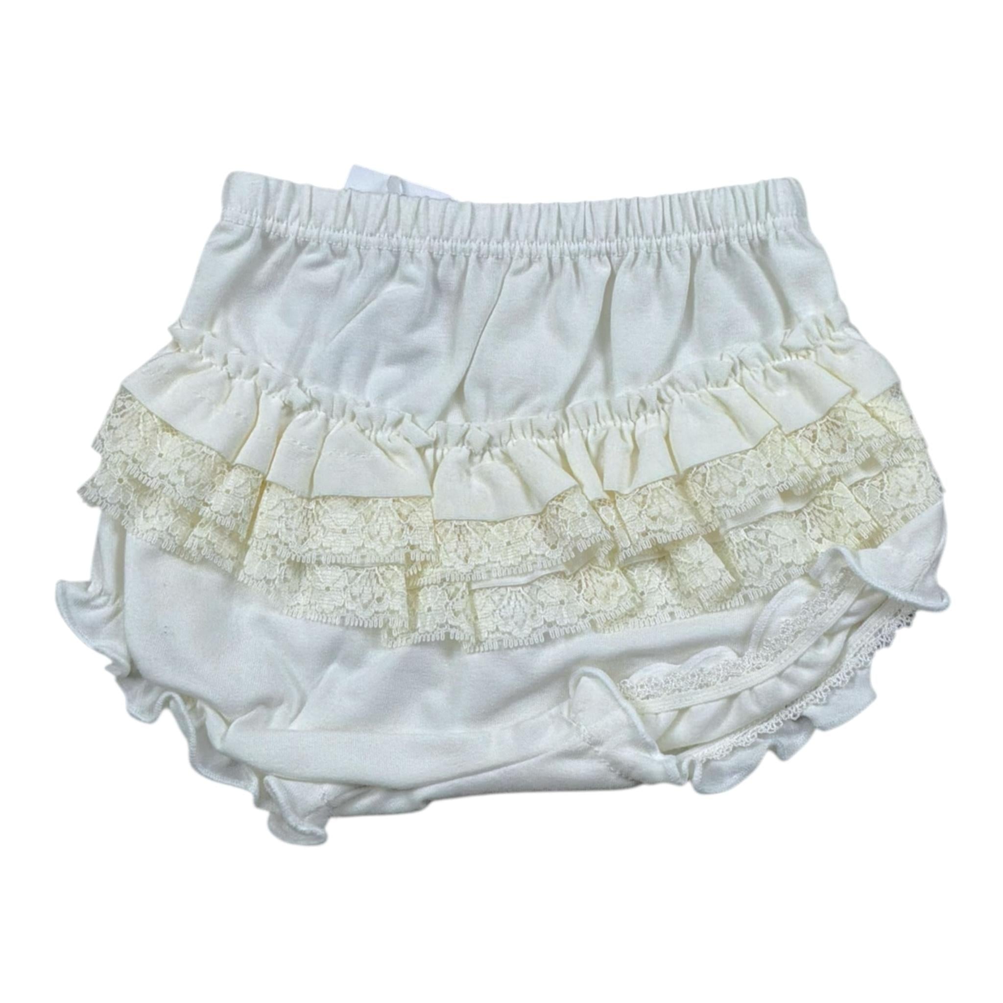 Calamaro Coulotte Tinta Unita con Ricami per Neonata 17261 BIANCO CALAMARO 