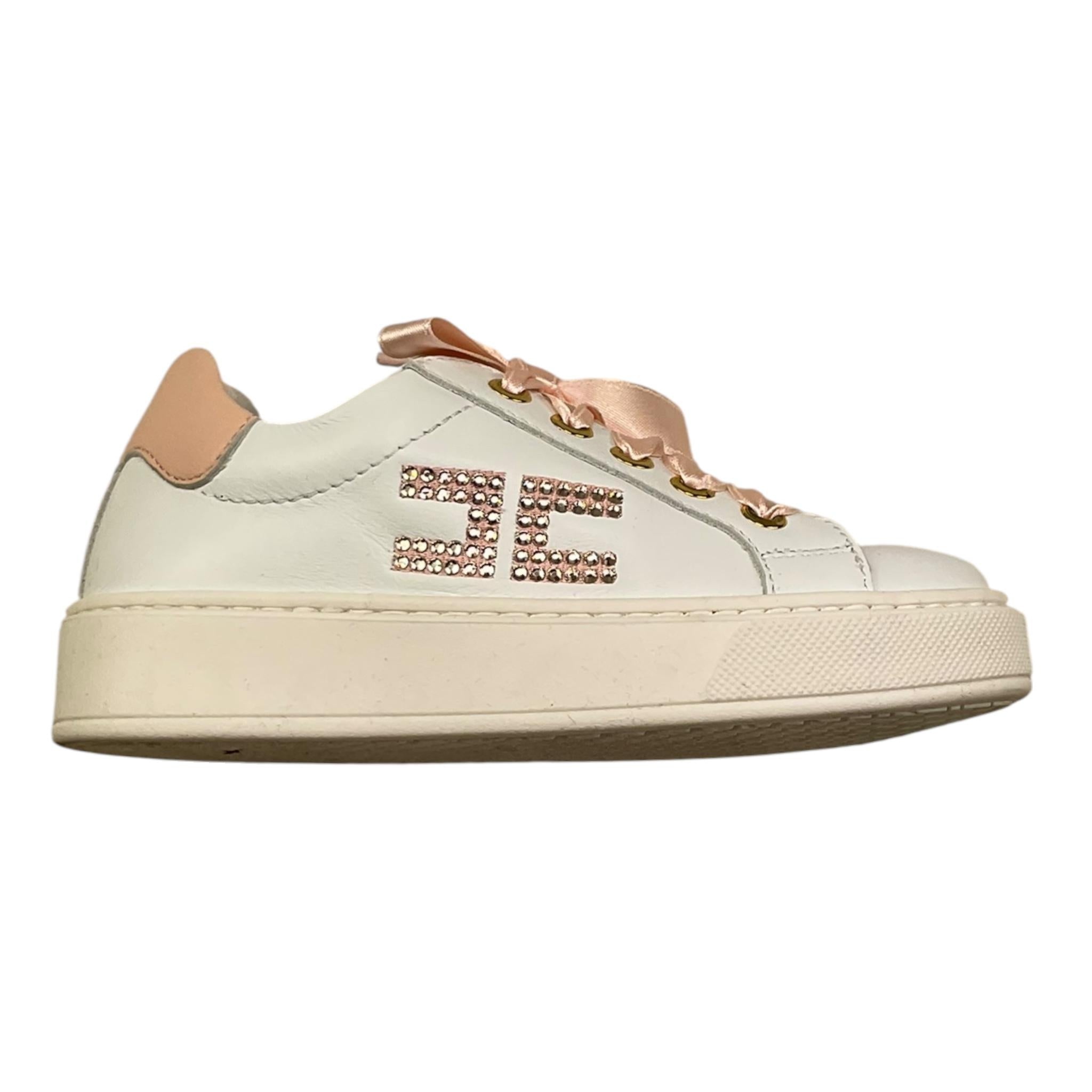 Elisabetta Franchi Sneakers Tinta Unita con Lacci In Contrasto per Bambina F1A9E0222 BIANCO ELISABETTA FRANCHI 