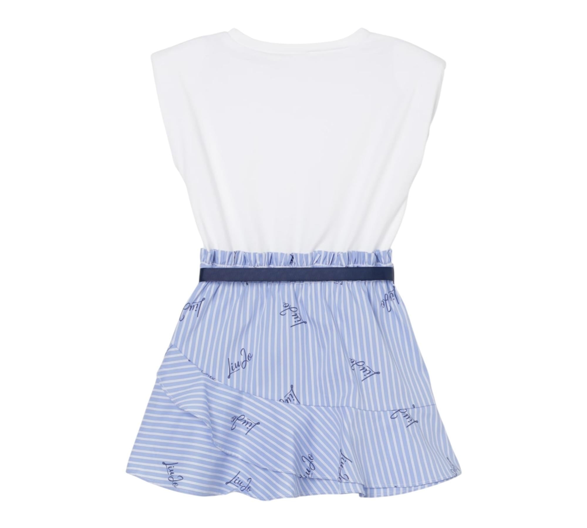 Liu Jo Abito Bicolore con Fantasia A Righe per Bambina KA5049X BIANCO/AZZURRO LIU JO 
