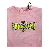 Chiara Ferragni Felpa Girocollo Tinta Unita Con Stampa Rosa Per Neonata
