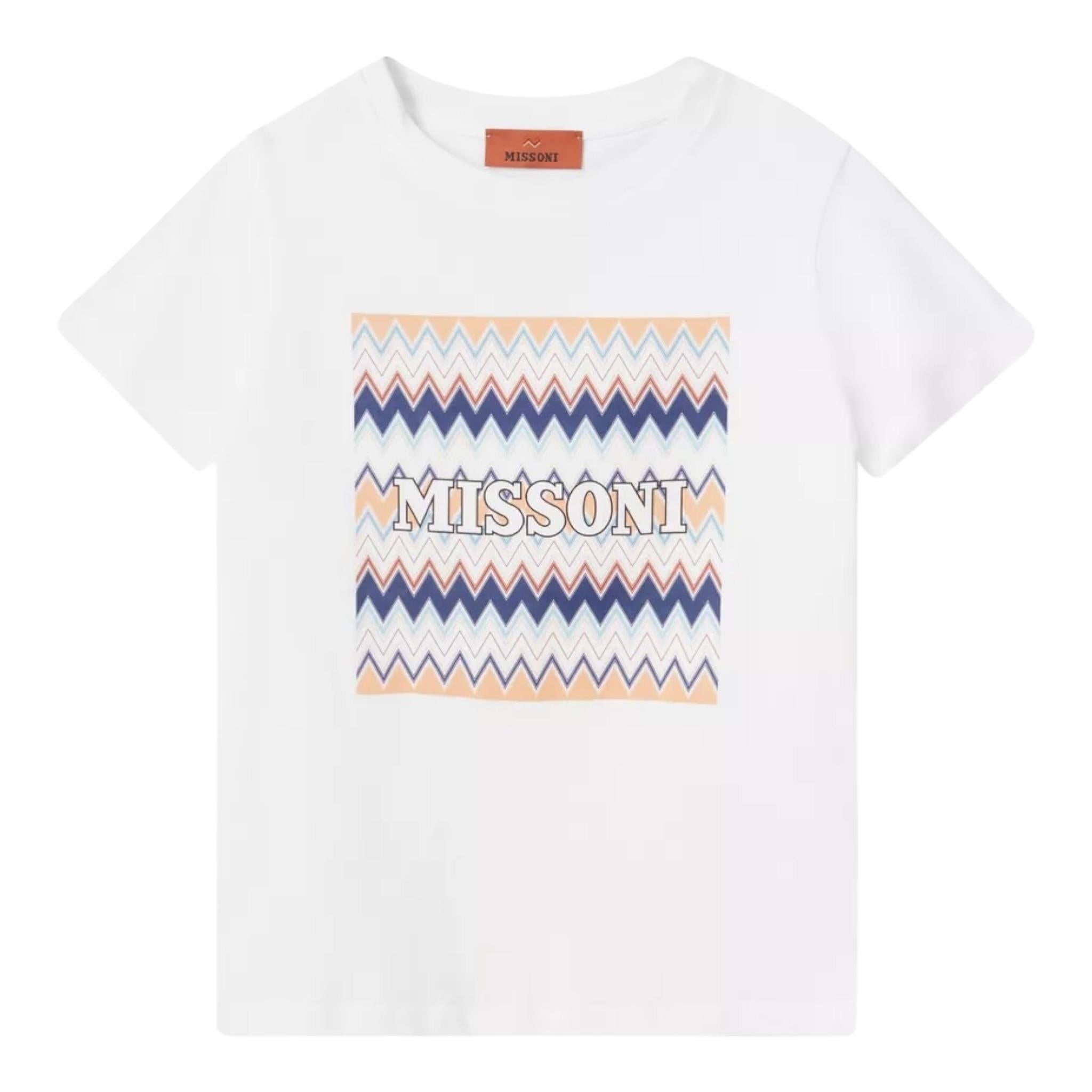 Missoni T-Shirt Girocollo Tinta Unita con Stampa per Bambino MW8Q41 BIANCO MISSONI 