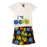 Diadora Completo 2 Pezzi Tshirt-Bermuda Bicolore Bianco/Nero Per Bambino