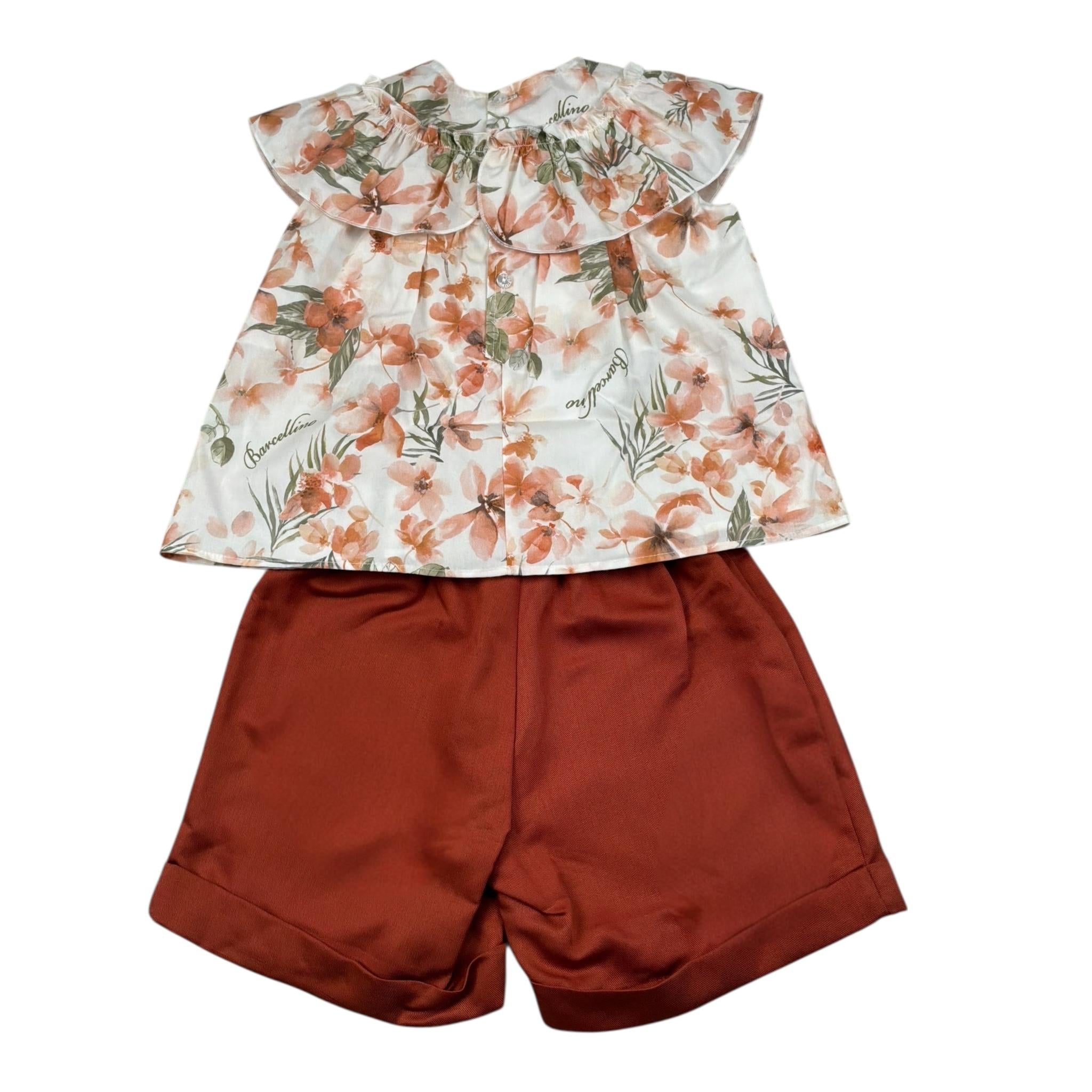 Barcellino Completo 2 Pezzi Camicia-Short per Bambina 121512 BIANCO BARCELLINO 