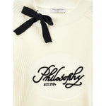 Philosophy Maglia Girocollo Tinta Unita con Logo per Bambina I9E610X PANNA PHILOSOPHY 