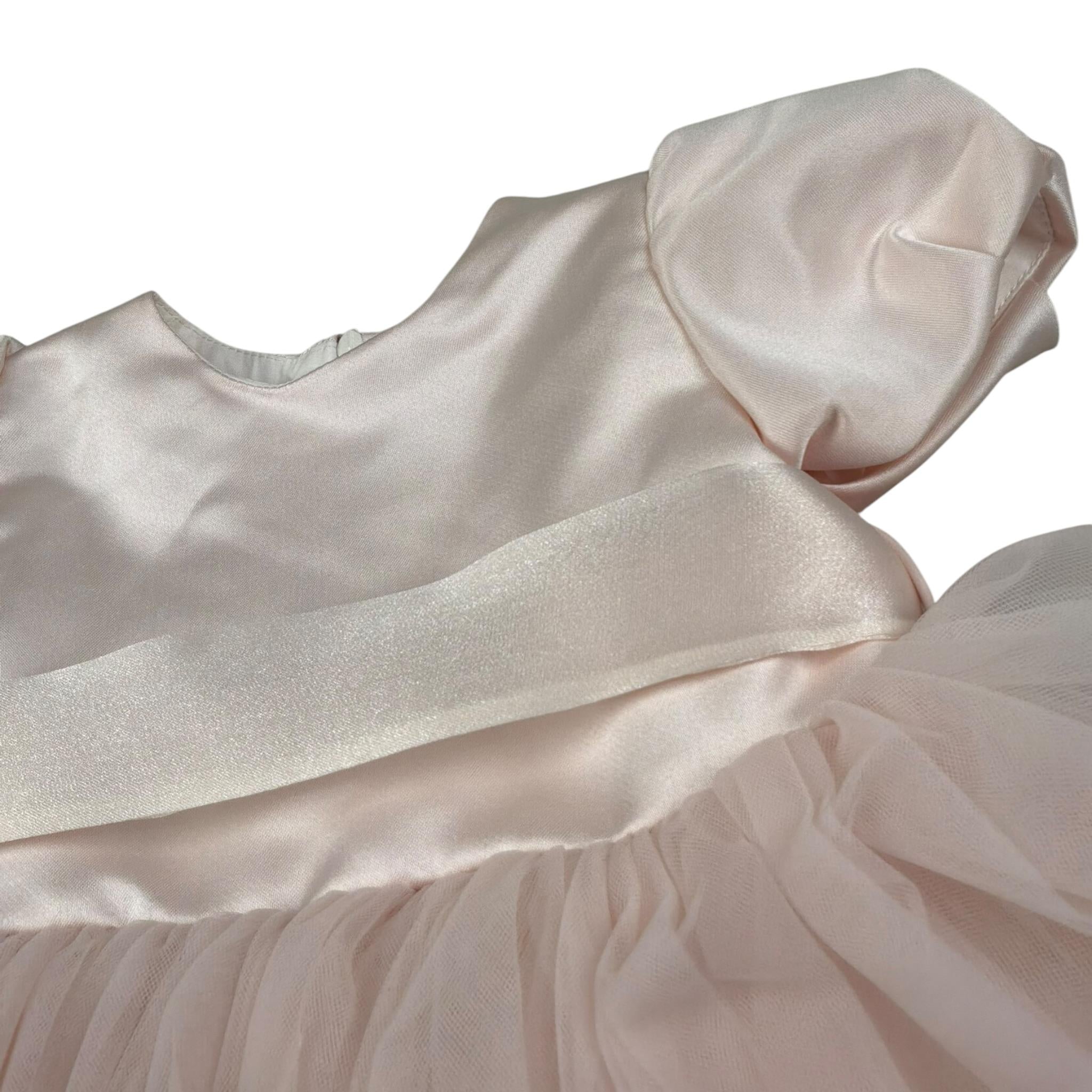 Gugu Gaga Abito Cerimonia Tinta Unita con Tulle per Neonata GF6085I ROSA GUGU GAGA 