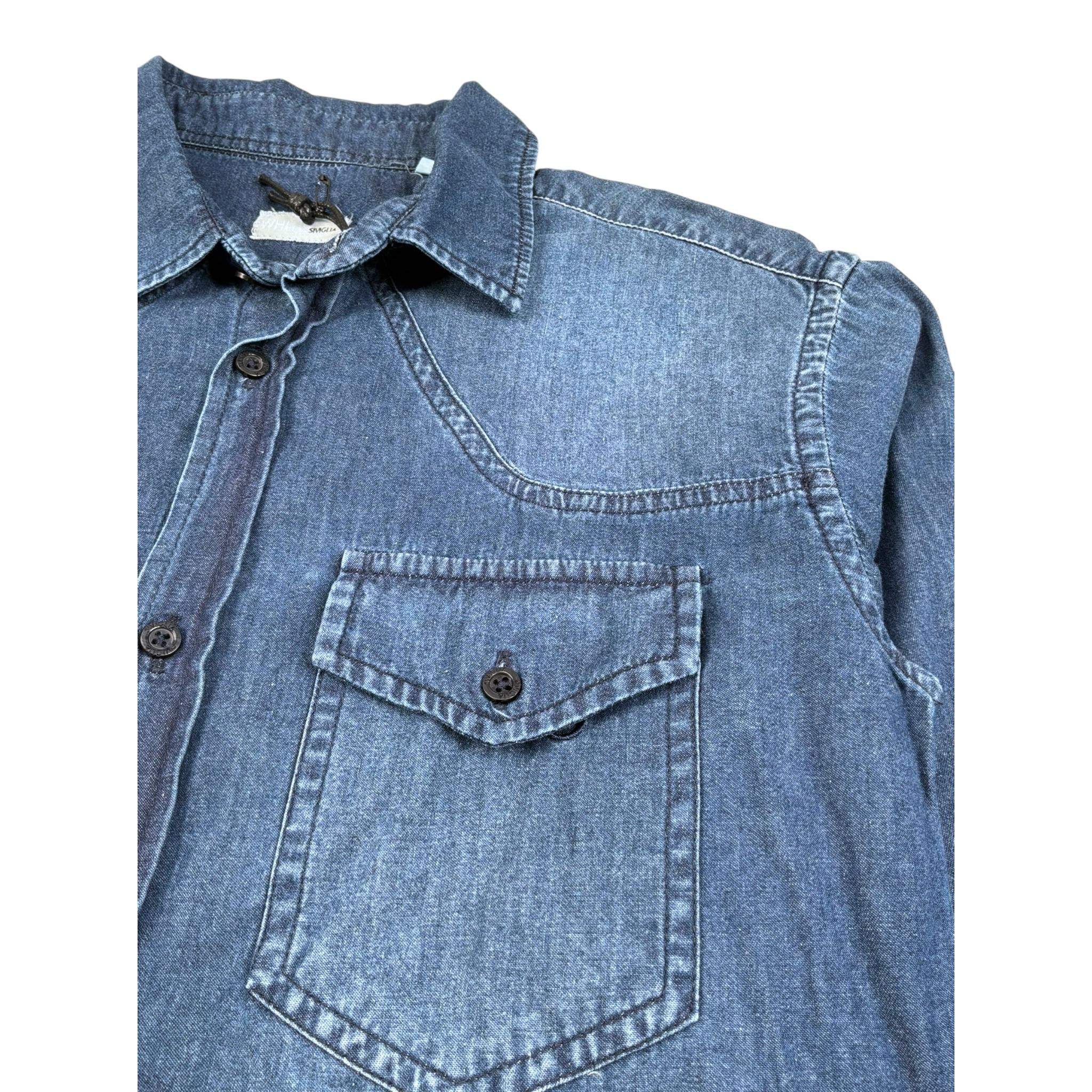 Siviglia Camicia Manica Lunga Tinta Unita In Denim per Bambino SVJSH17201 BLU SIVIGLIA 