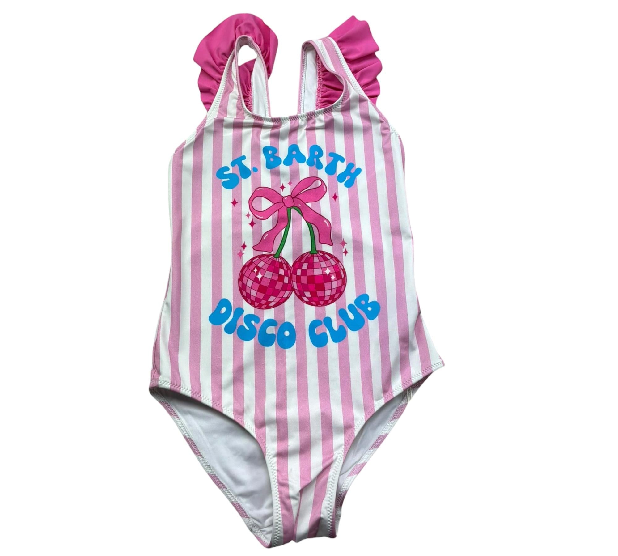 Saint Barth Costume Intero Fantasia A Righe per Bambina CAROL BIANCO/ROSA SAINT BARTH 